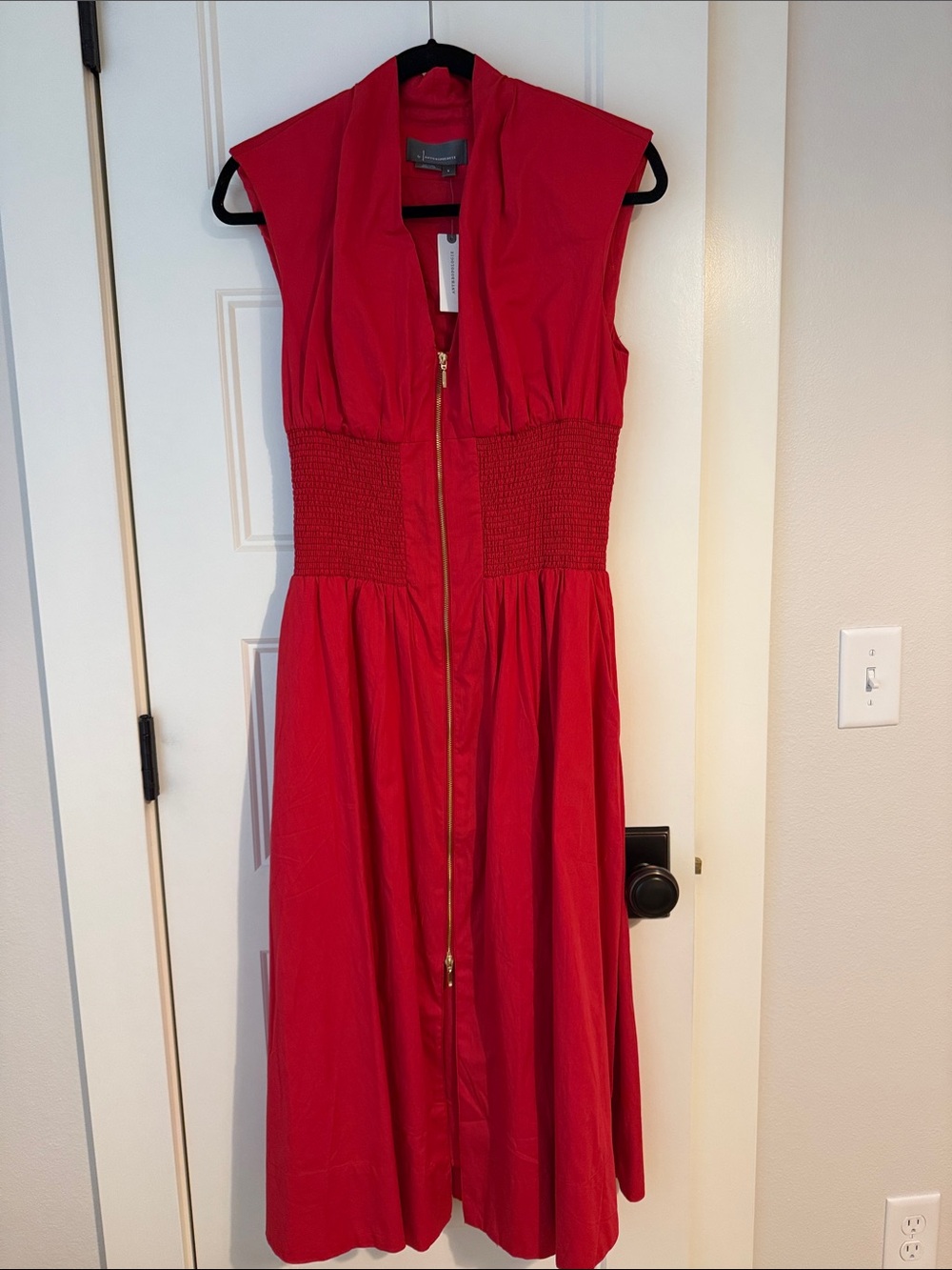NWT Anthropologie Red Maxi Dress with Front Zip